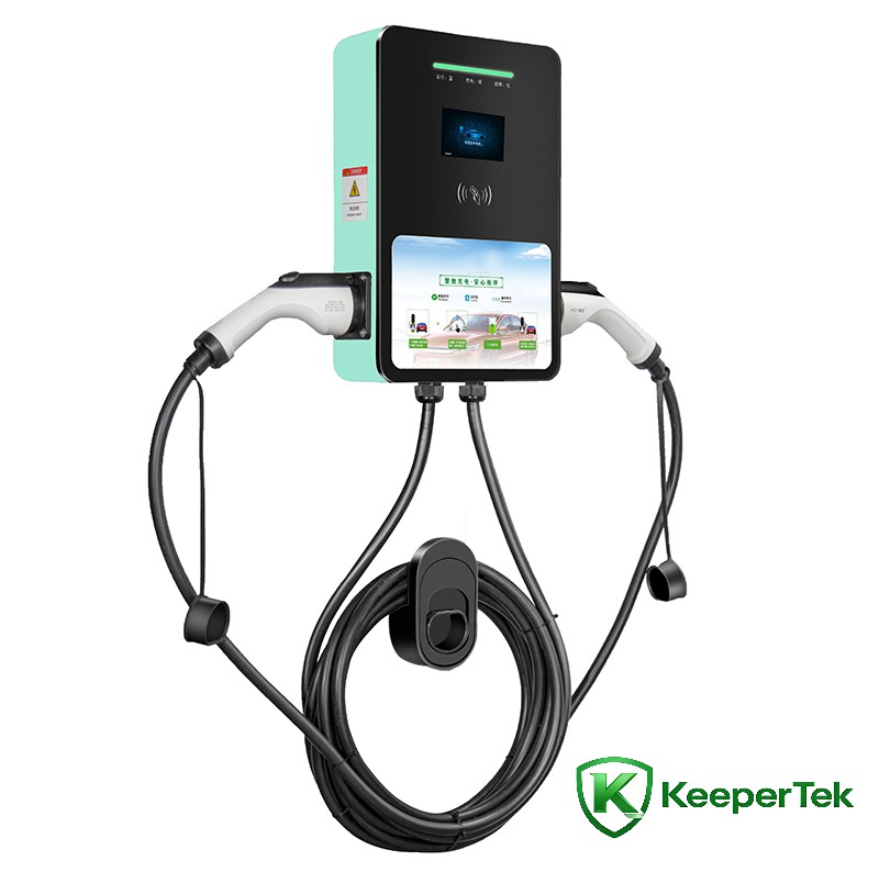 Tumpukan pengisi daya AC senjata tunggal dan ganda berdiri di lantai 7KW/14KW KT-HC06